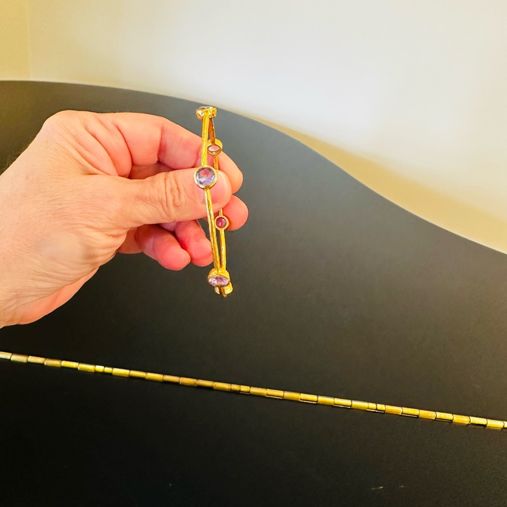 JULIE VOS AUTHENTIC RARE LUXURY MINIMALIST RETRO SUMMER SPRING AMETHYST BANGLE - Picture 16 of 17